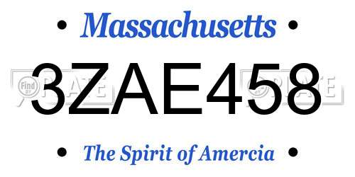 3ZAE458 Massachusetts License Plate