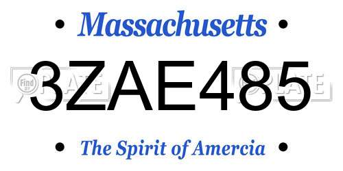3ZAE485 Massachusetts License Plate
