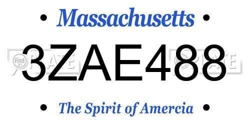 3ZAE488 Massachusetts License Plate