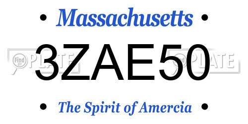 3ZAE50 Massachusetts License Plate