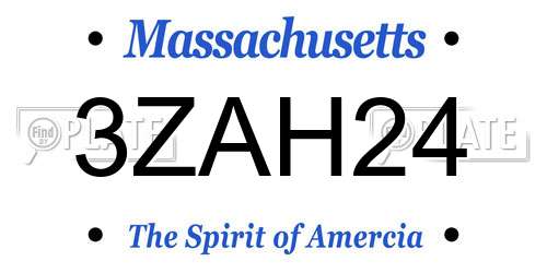 3ZAH24 Massachusetts License Plate