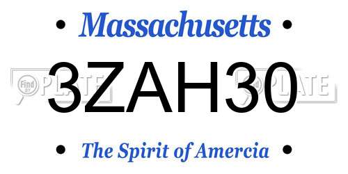 3ZAH30 Massachusetts License Plate