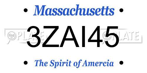 3ZAI45 Massachusetts License Plate