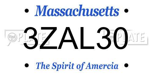 3ZAL30 Massachusetts License Plate