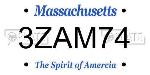 3ZAM74 Massachusetts License Plate