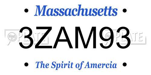 3ZAM93 Massachusetts License Plate