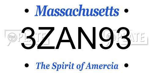 3ZAN93 Massachusetts License Plate