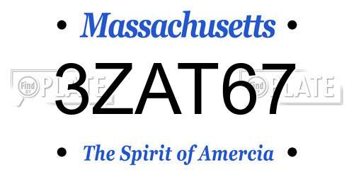 3ZAT67 Massachusetts License Plate