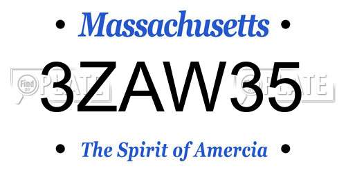 3ZAW35 Massachusetts License Plate