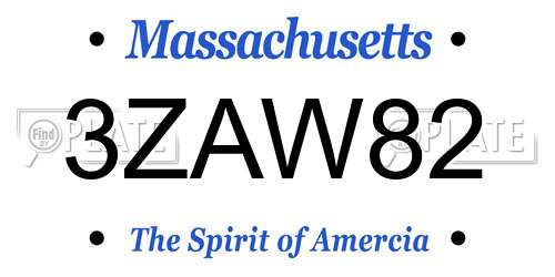 3ZAW82 Massachusetts License Plate