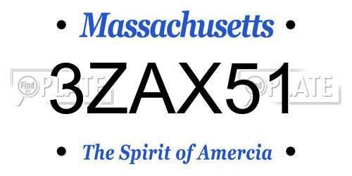 3ZAX51 Massachusetts License Plate
