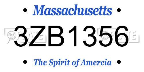 3ZB1356 Massachusetts License Plate