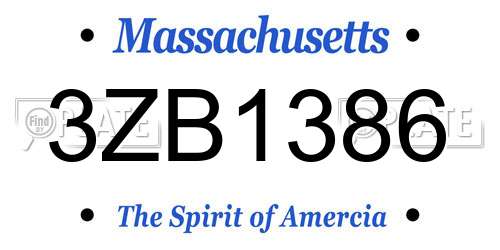 3ZB1386 Massachusetts License Plate