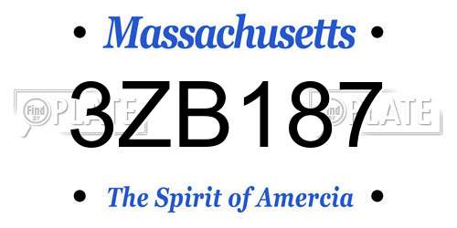 3ZB187 Massachusetts License Plate