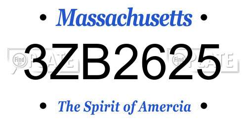 3ZB2625 Massachusetts License Plate