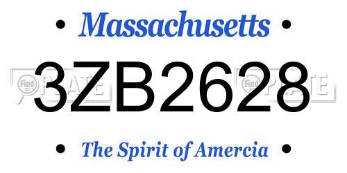 3ZB2628 Massachusetts License Plate