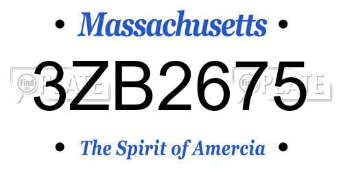 3ZB2675 Massachusetts License Plate