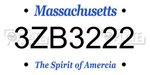 3ZB3222 Massachusetts License Plate