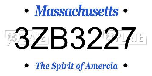 3ZB3227 Massachusetts License Plate
