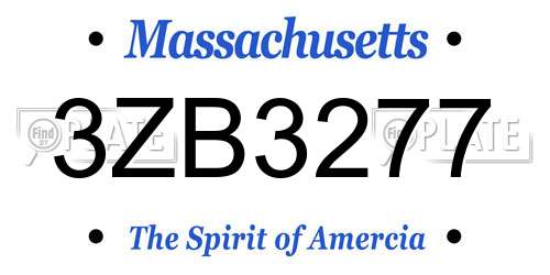 3ZB3277 Massachusetts License Plate