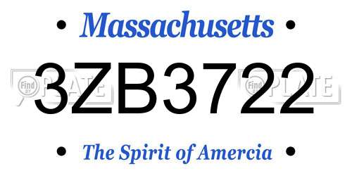 3ZB3722 Massachusetts License Plate