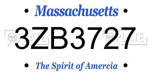 3ZB3727 Massachusetts License Plate