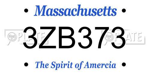 3ZB373 Massachusetts License Plate