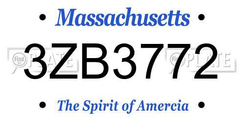 3ZB3772 Massachusetts License Plate