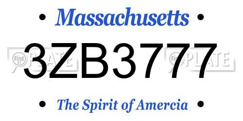 3ZB3777 Massachusetts License Plate