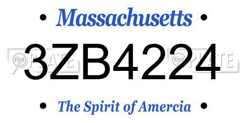 3ZB4224 Massachusetts License Plate