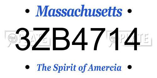 3ZB4714 Massachusetts License Plate