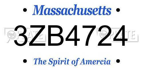 3ZB4724 Massachusetts License Plate