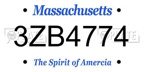 3ZB4774 Massachusetts License Plate
