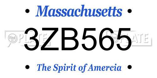 3ZB565 Massachusetts License Plate