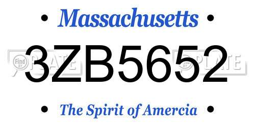 3ZB5652 Massachusetts License Plate