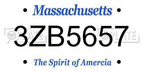 3ZB5657 Massachusetts License Plate