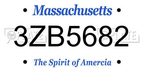 3ZB5682 Massachusetts License Plate