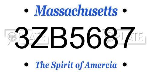 3ZB5687 Massachusetts License Plate