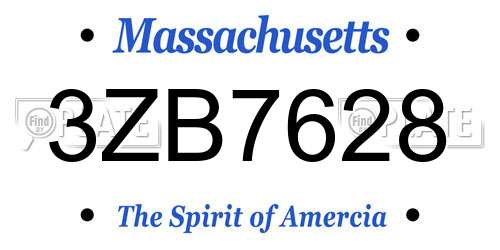 3ZB7628 Massachusetts License Plate