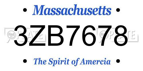 3ZB7678 Massachusetts License Plate