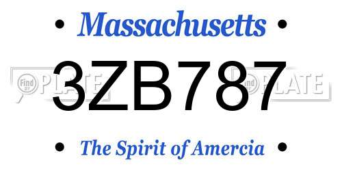 3ZB787 Massachusetts License Plate