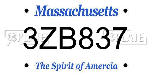 3ZB837 Massachusetts License Plate
