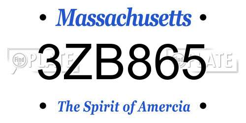 3ZB865 Massachusetts License Plate