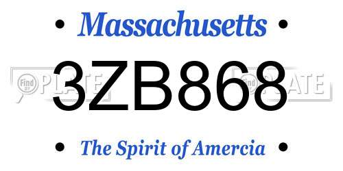 3ZB868 Massachusetts License Plate