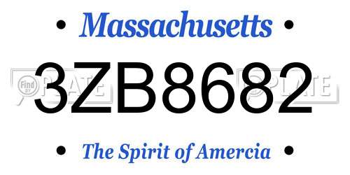 3ZB8682 Massachusetts License Plate