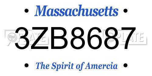 3ZB8687 Massachusetts License Plate