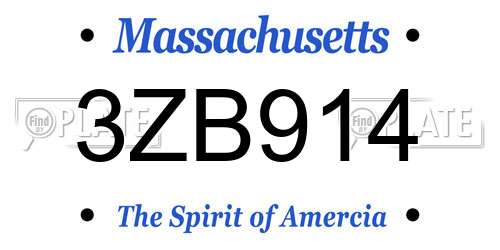 3ZB914 Massachusetts License Plate