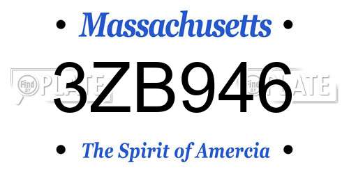 3ZB946 Massachusetts License Plate