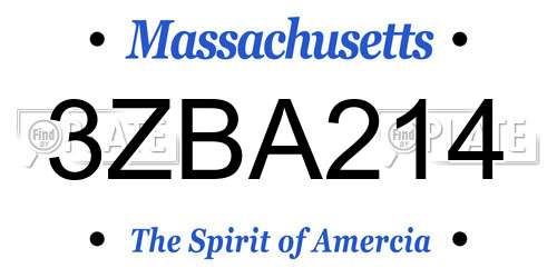 3ZBA214 Massachusetts License Plate