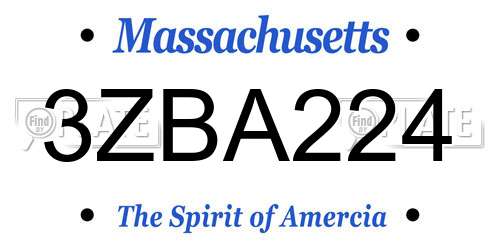 3ZBA224 Massachusetts License Plate